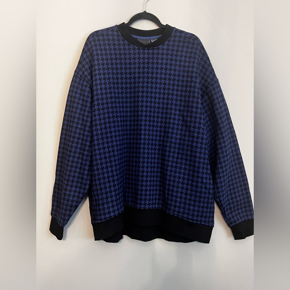 Adidas x Ivy Park Houndstooth blue & black crewneck sweatshirt Men’s size XL